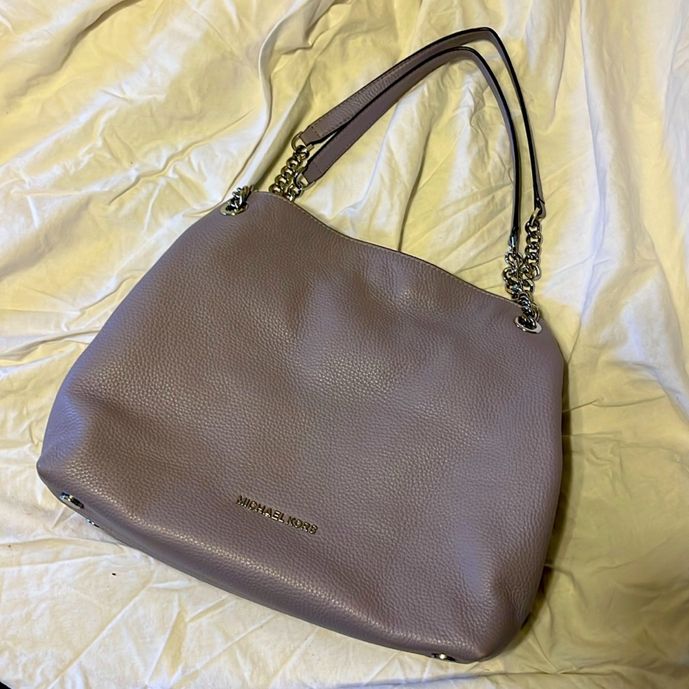 Michael Kors Large Lavender Doubled Chained Leather Shoulder Bag